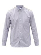 Matchesfashion.com Junya Watanabe - Check And Stripe Cotton-oxford And Poplin Shirt - Mens - Blue