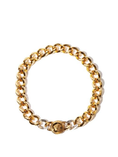 Matchesfashion.com Versace - Medusa Curb-chain Choker - Womens - Silver Gold