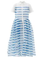 Matchesfashion.com Staud - Guilia Striped Organza-overlay Shirt Dress - Womens - Blue White