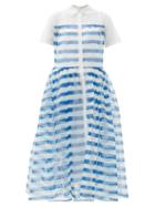 Matchesfashion.com Staud - Guilia Striped Organza-overlay Shirt Dress - Womens - Blue White