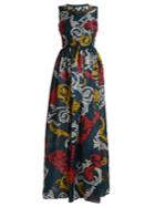 Mary Katrantzou Shaw Moire Silk-jacquard Gown