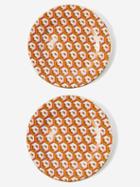 La Doublej - Set Of Two Cubi-print Porcelain Dessert Plates - Womens - Orange Multi