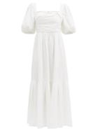 Matchesfashion.com Self-portrait - Puff-sleeved Taffeta Dress - Womens - White