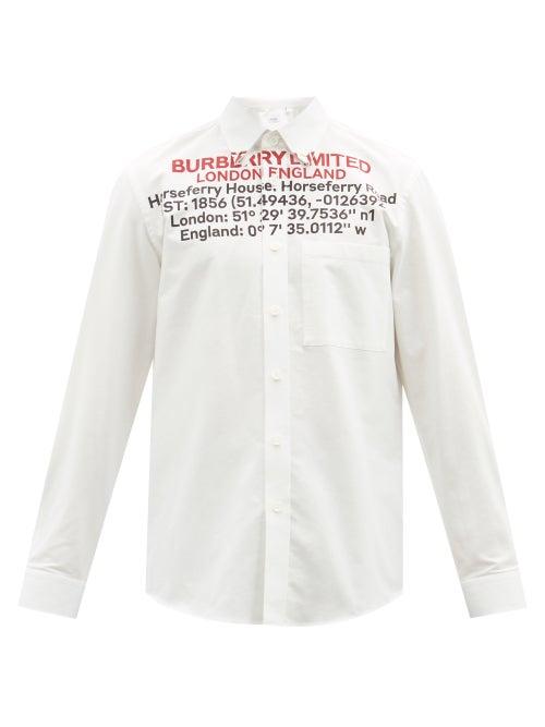 Burberry - Logo-print Cotton-poplin Shirt - Mens - White Multi