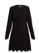 Matchesfashion.com Giambattista Valli - Bow Trim Cotton Blend Guipure Lace Coat - Womens - Black