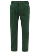 P. Le Moult - Striped Herringbone-cotton Pyjama Trousers - Mens - Green Stripe