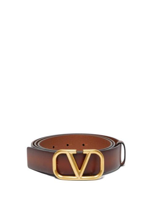 Matchesfashion.com Valentino - Go Logo Leather Belt - Mens - Brown