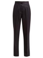 Matchesfashion.com Giuliva Heritage Collection - Dorothea High Rise Wool Twill Trousers - Womens - Navy