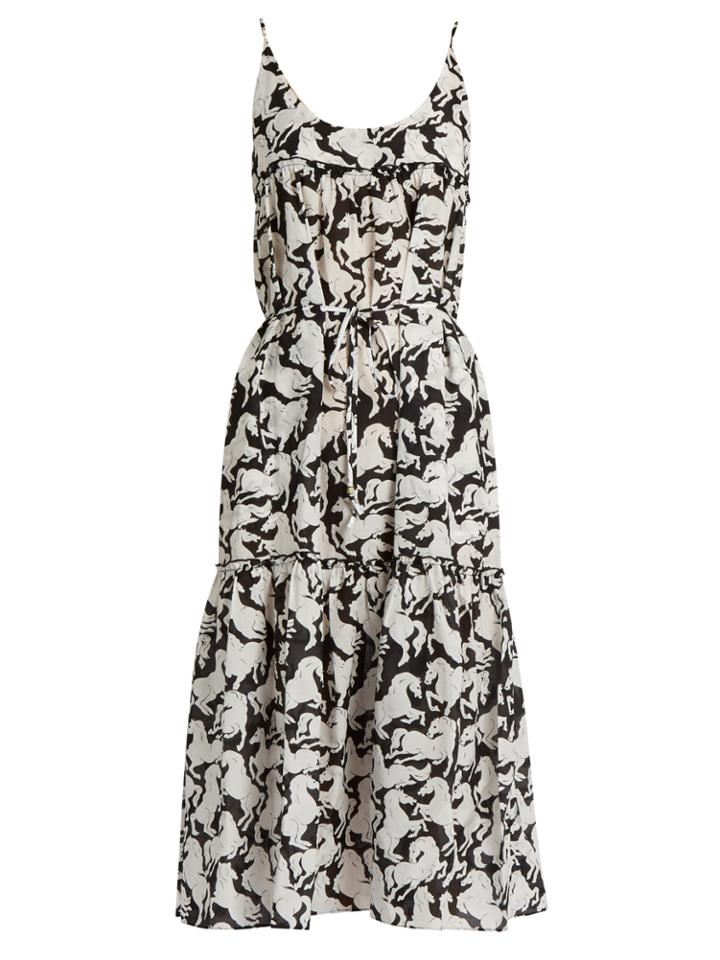 Stella Mccartney Running Horses-print Cotton-blend Midi Dress