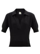 Khaite - V-neck Cashmere-blend Short-sleeved Sweater - Womens - Black