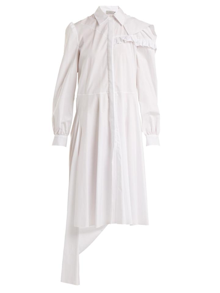 Preen By Thornton Bregazzi Priya Draped Cotton-poplin Shirtdress