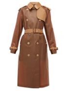 Matchesfashion.com Burberry - Leather Trimmed Pu Trench - Womens - Light Brown