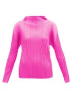 Matchesfashion.com Pleats Please Issey Miyake - High-neck Technical-pleated Top - Womens - Pink