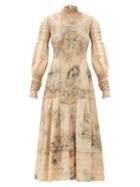 Matchesfashion.com Mimi Prober - Maria High-neck Botanical-dyed Cotton Maxi Dress - Womens - White Multi