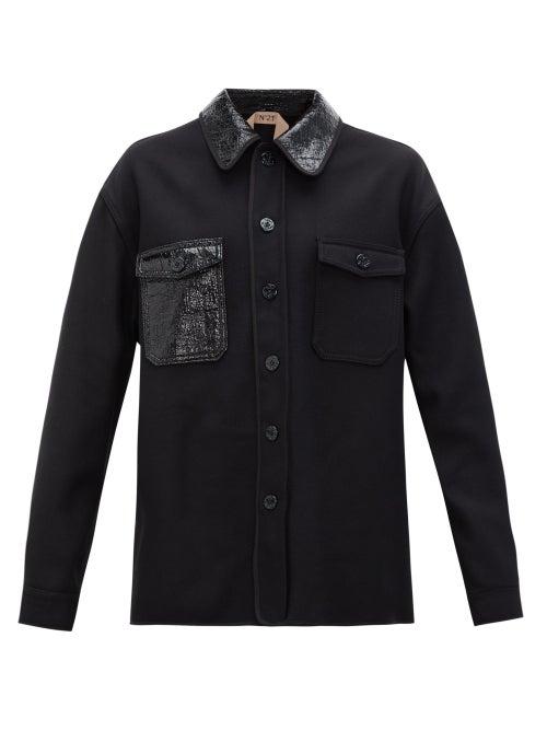 Matchesfashion.com No. 21 - Pvc Collar Wool Blend Jacket - Womens - Black