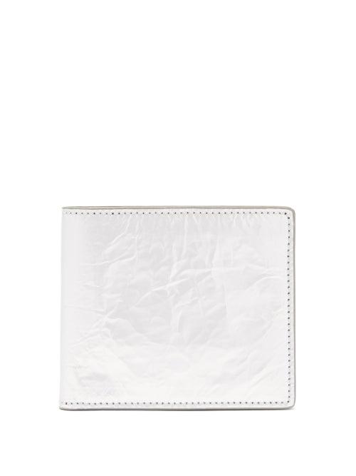 Matchesfashion.com Maison Margiela - Four Stitches Crinkled-leather Bi-fold Wallet - Mens - Silver