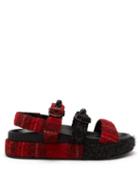 Matchesfashion.com Simone Rocha - Crystal And Faux Pearl Embellished Tartan Sandals - Womens - Black Red