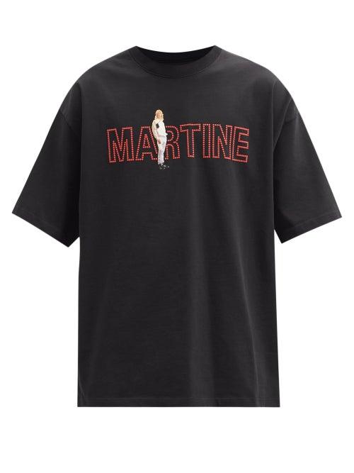 Matchesfashion.com Martine Rose - Brittle Logo-print Cotton-jersey T-shirt - Mens - Black