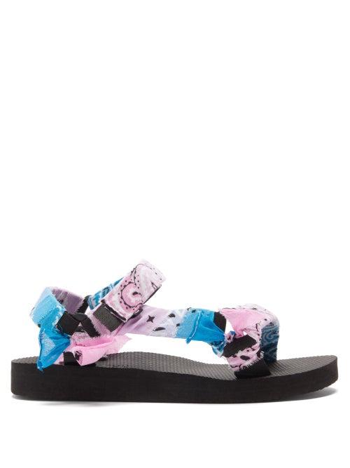Ladies Shoes Arizona Love - Trekky Bandana-trimmed Sandals - Womens - Blue Multi