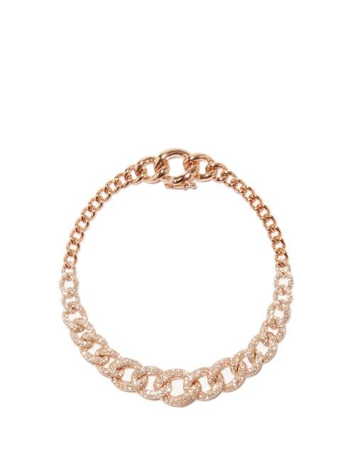 Shay - Graduated-link 18kt Rose Gold & Diamond Bracelet - Womens - Rose Gold