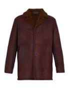 Matchesfashion.com Prada - Three Button Shearling Jacket - Mens - Burgundy
