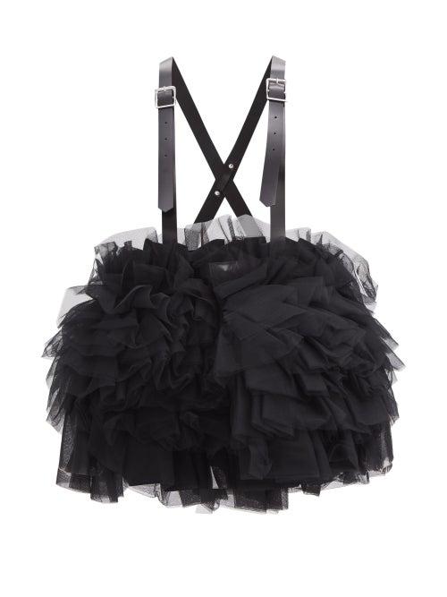 Noir Kei Ninomiya - Ruffled Tulle Pinafore Mini Dress - Womens - Black