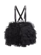 Noir Kei Ninomiya - Ruffled Tulle Pinafore Mini Dress - Womens - Black