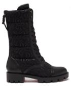 Christian Louboutin - Pavleta Logo-jacquard Canvas And Leather Boots - Womens - Black