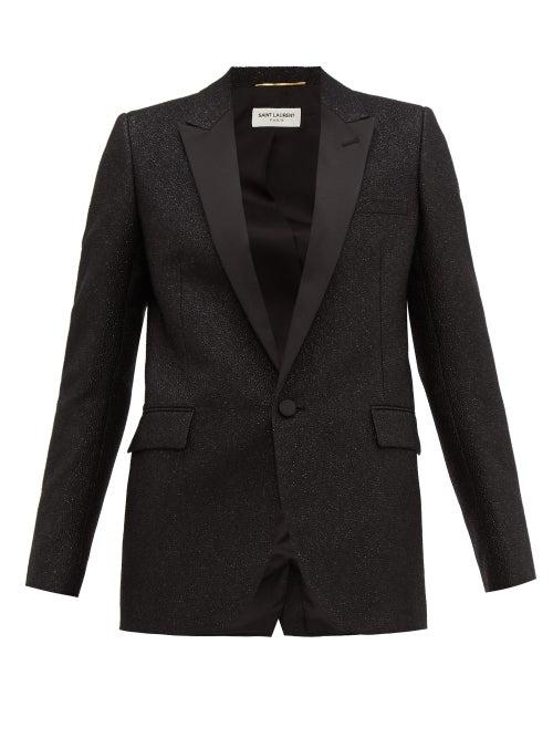 Matchesfashion.com Saint Laurent - Metallic Bubble Jacquard Single Breasted Jacket - Womens - Black
