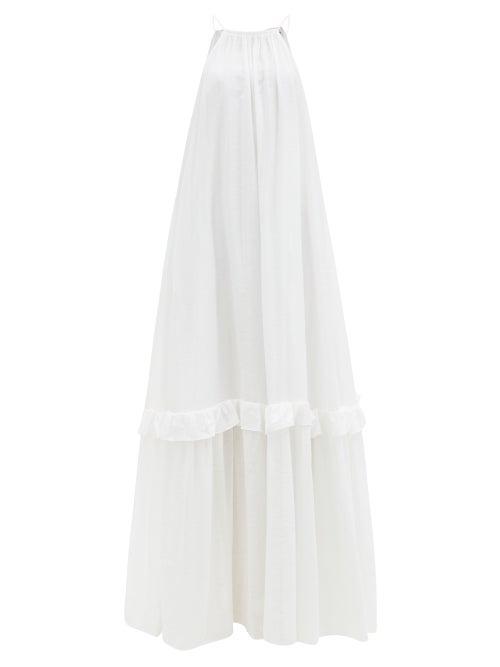 Matchesfashion.com Staud - Ina Tiered Halterneck Muslin Maxi Dress - Womens - White