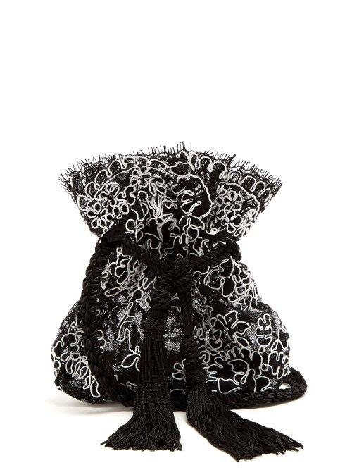 Matchesfashion.com Rebecca De Ravenel - Drawstring Pouch Shoulder Bag - Womens - Black White