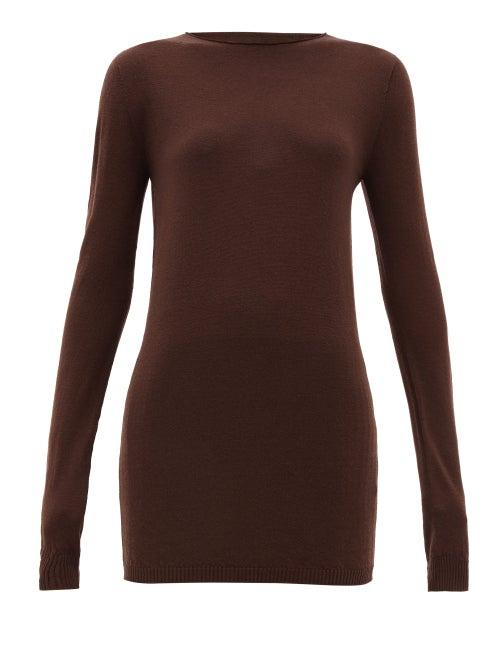 Matchesfashion.com Rick Owens Drkshdw - Raw Boat-neck Wool Sweater - Womens - Brown
