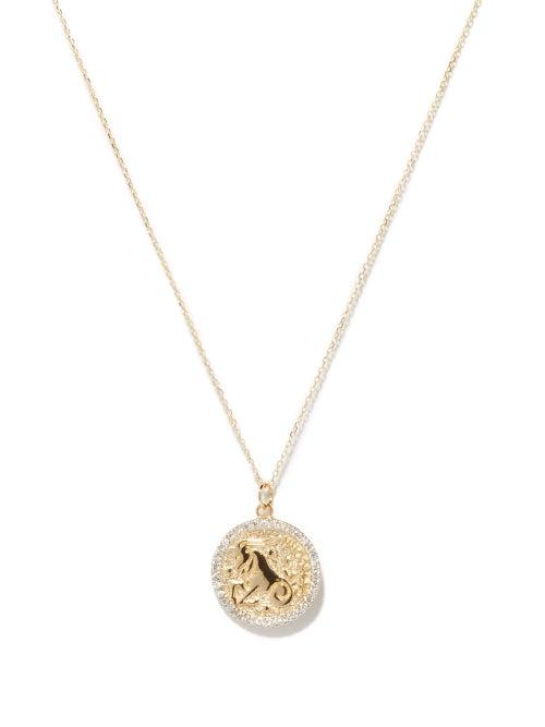 Matchesfashion.com Mateo - Capricorn Large Diamond & 14kt Gold Necklace - Womens - Yellow Gold