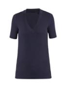 Matchesfashion.com Atm - V Neck Ribbed Knit T Shirt - Womens - Navy