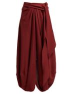 Matchesfashion.com Jacquemus - Souela Belted Draped Wool Skirt - Womens - Burgundy