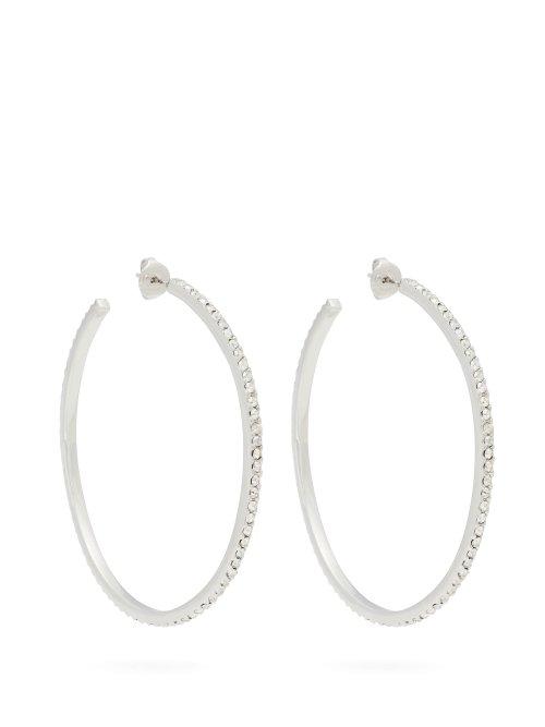 Matchesfashion.com Isabel Marant - Crystal Embellished Hoop Earrings - Womens - Silver
