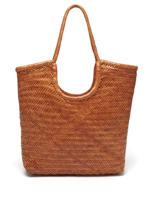 Dragon Diffusion - Diagonal Triple Jump Woven-leather Tote Bag - Womens - Tan