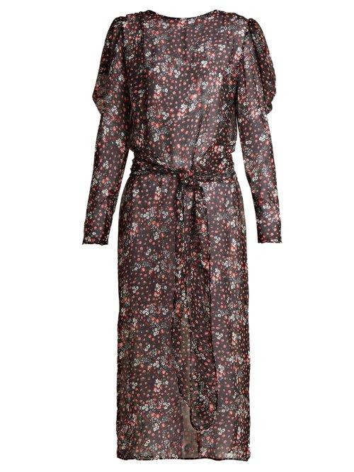 Matchesfashion.com Attico - Livia Rose Print Silk Chiffon Dress - Womens - Black Print
