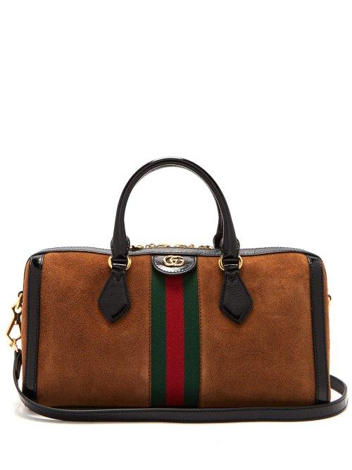 Matchesfashion.com Gucci - Ophidia Medium Top Handle Suede Bag - Womens - Black Tan