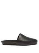 Mulo - Grained-leather Slippers - Mens - Black