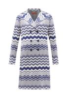 Matchesfashion.com Missoni - Double-breasted Zigzag-knit Trench Coat - Womens - Blue White