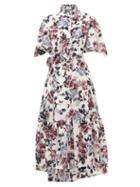 Matchesfashion.com Erdem - Stefanna Floral-print Silk-georgette Dress - Womens - White Multi