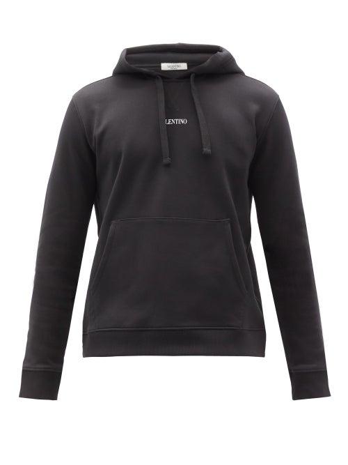 Matchesfashion.com Valentino - Logo-print Cotton-blend Hooded Sweatshirt - Mens - Black