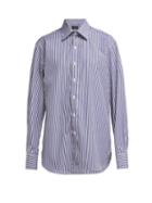 Matchesfashion.com Emma Willis - Bengal Striped Cotton Shirt - Womens - Blue Multi