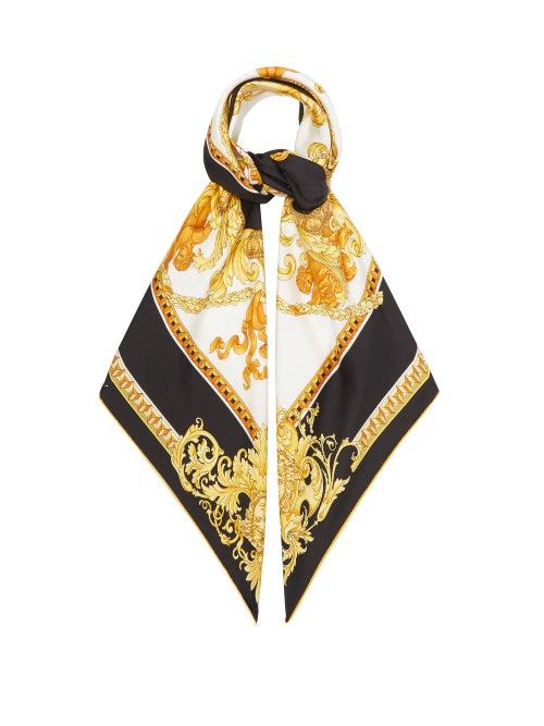 Versace - Renaissance-print Silk-twill Scarf - Womens - Gold Multi