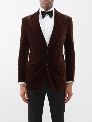 Tom Ford - Cooper Single-breasted Cotton-velvet Suit Jacket - Mens - Brown