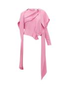 Matchesfashion.com A.w.a.k.e. Mode - Draped Asymmetric Crepe Blouse - Womens - Pink