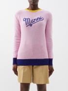 Marni - Logo-embroidered Wool Sweater - Womens - Pink Multi