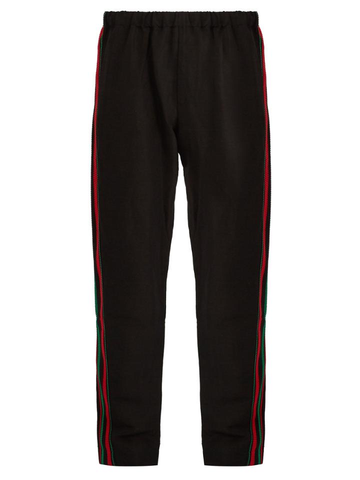 Wales Bonner Crochet-striped Linen-blend Trousers