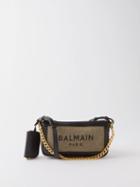 Balmain - B-army Leather-trim Canvas Crossbody Bag - Womens - Black Khaki